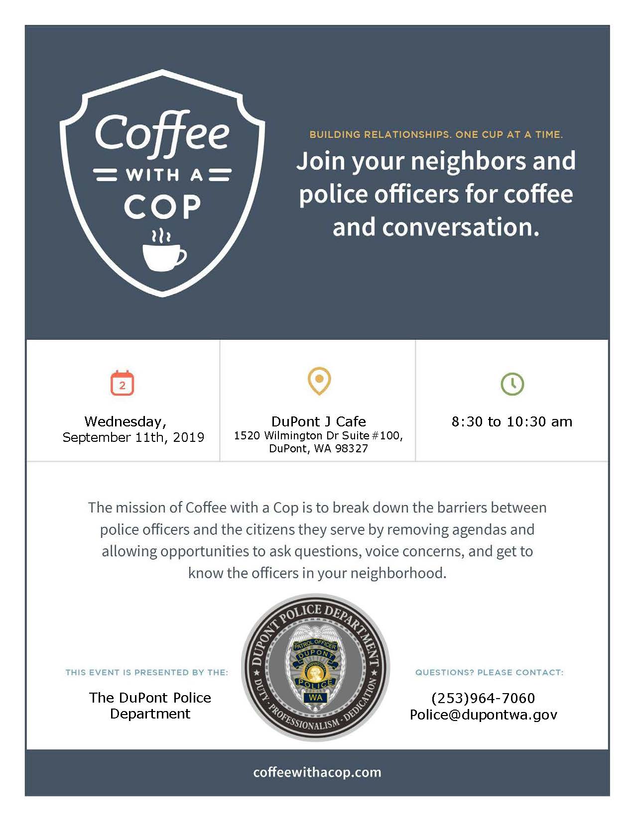 DuPont Police Coffee with a Cop - Sep 2019